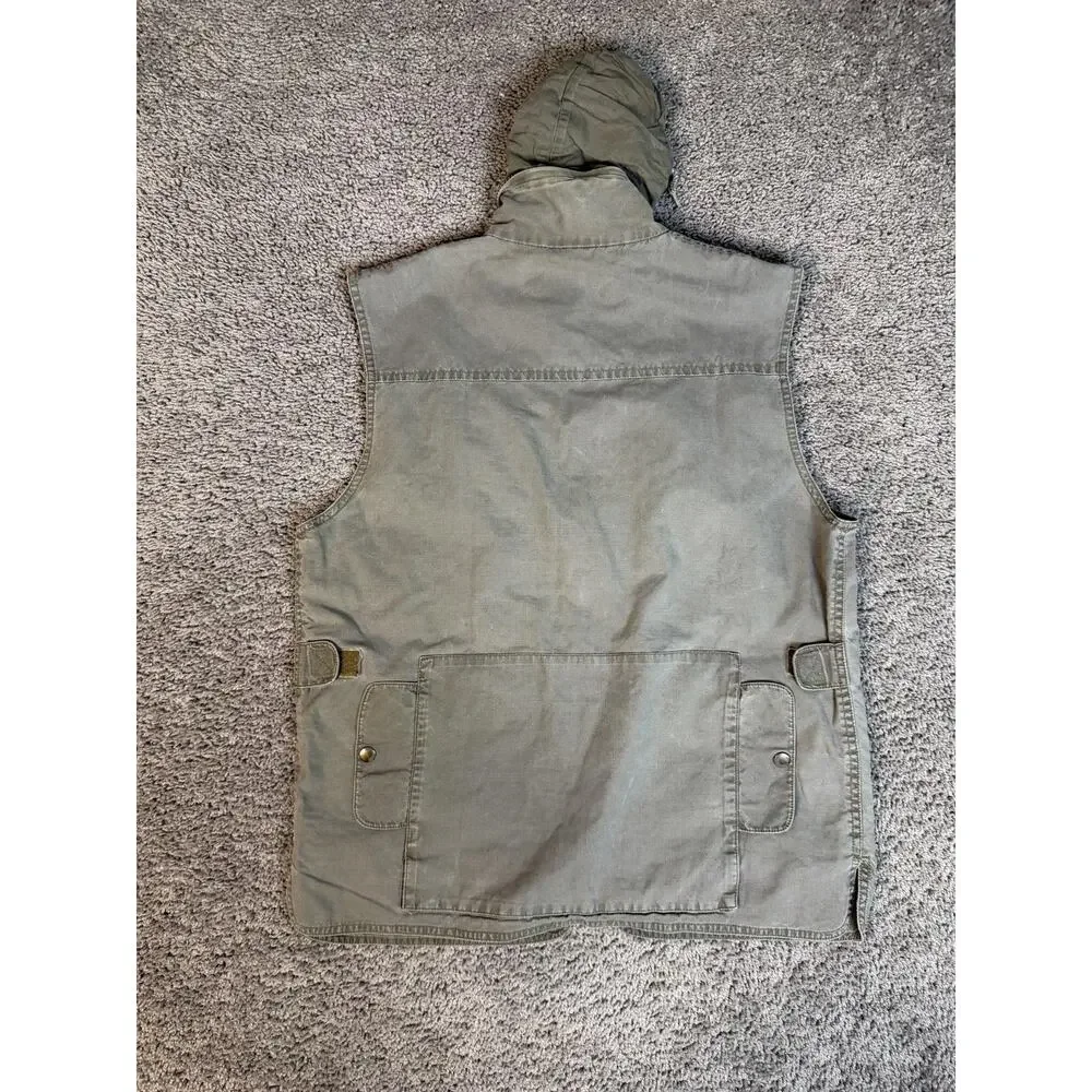 Vintage 90s Banana Republic Vest Mens M Green Safari Military Hooded Canvas